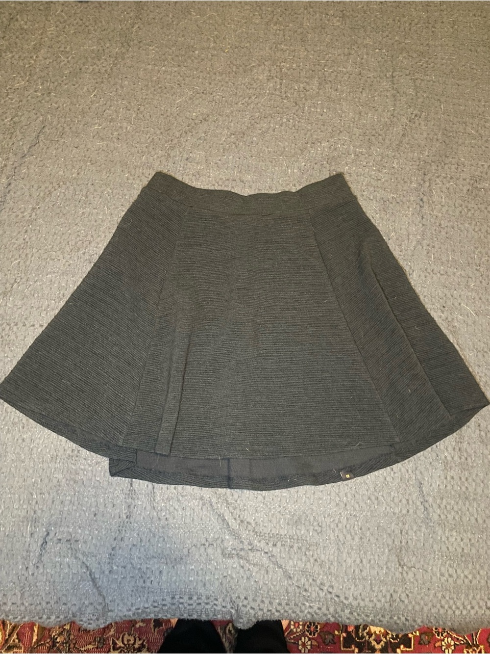 Textured Navy A-Line Skirt